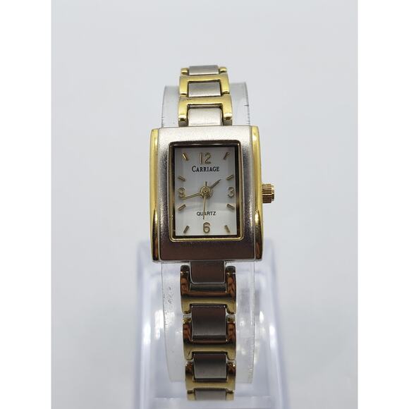 Carriage by Timex women\'s watch. Square face with two toned metal band main image 4